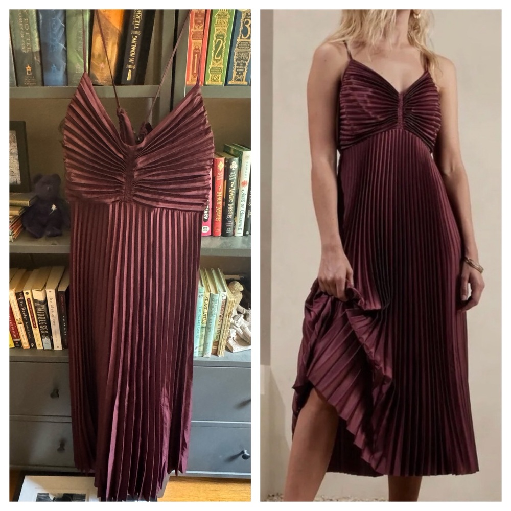 NWT Banana Republic Elegant Burgundy Pleated Dress size 18